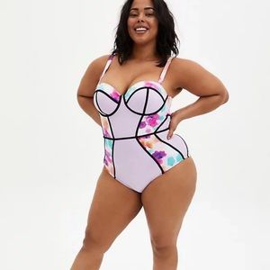 Torrid Watercolor Floral One Piece Swimsuit 2D/DD